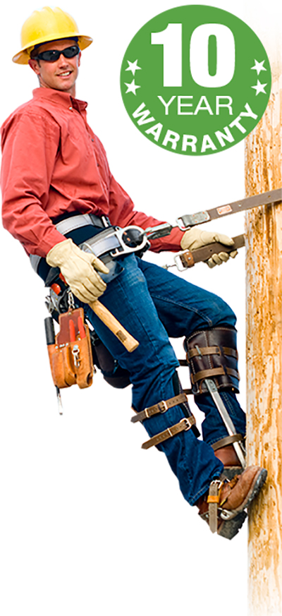 Workman on utility pole