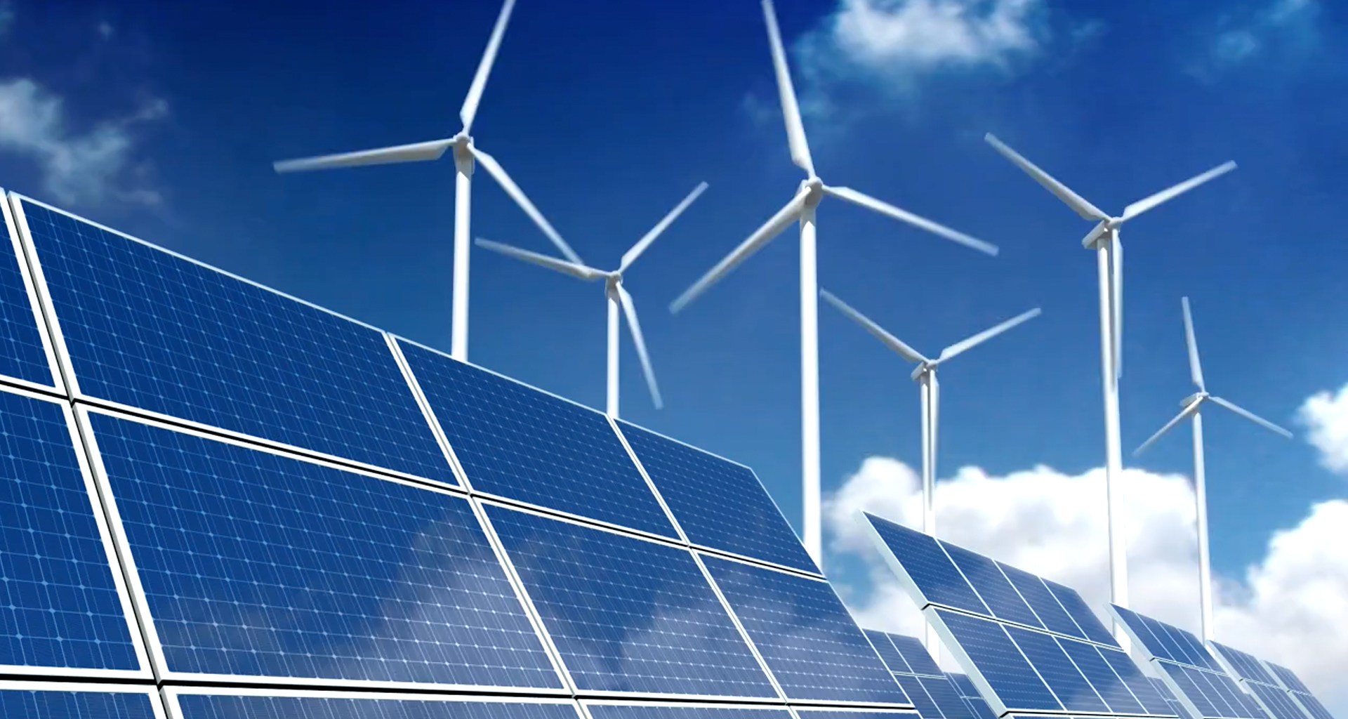 Wind turbines and solar panels for renewable energy