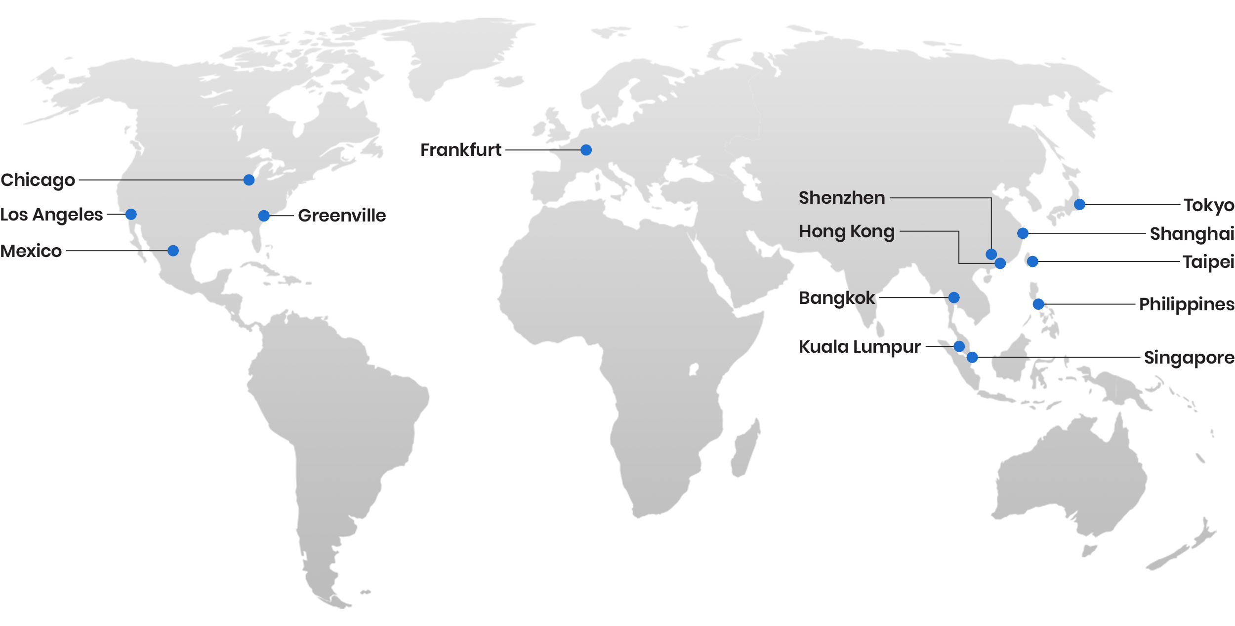 Map of Sunwa global network